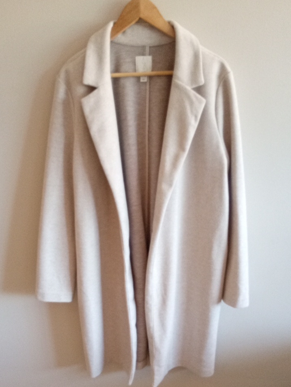 Joie Cream Open Front Long Line Cardigan Coatigan Size XL
